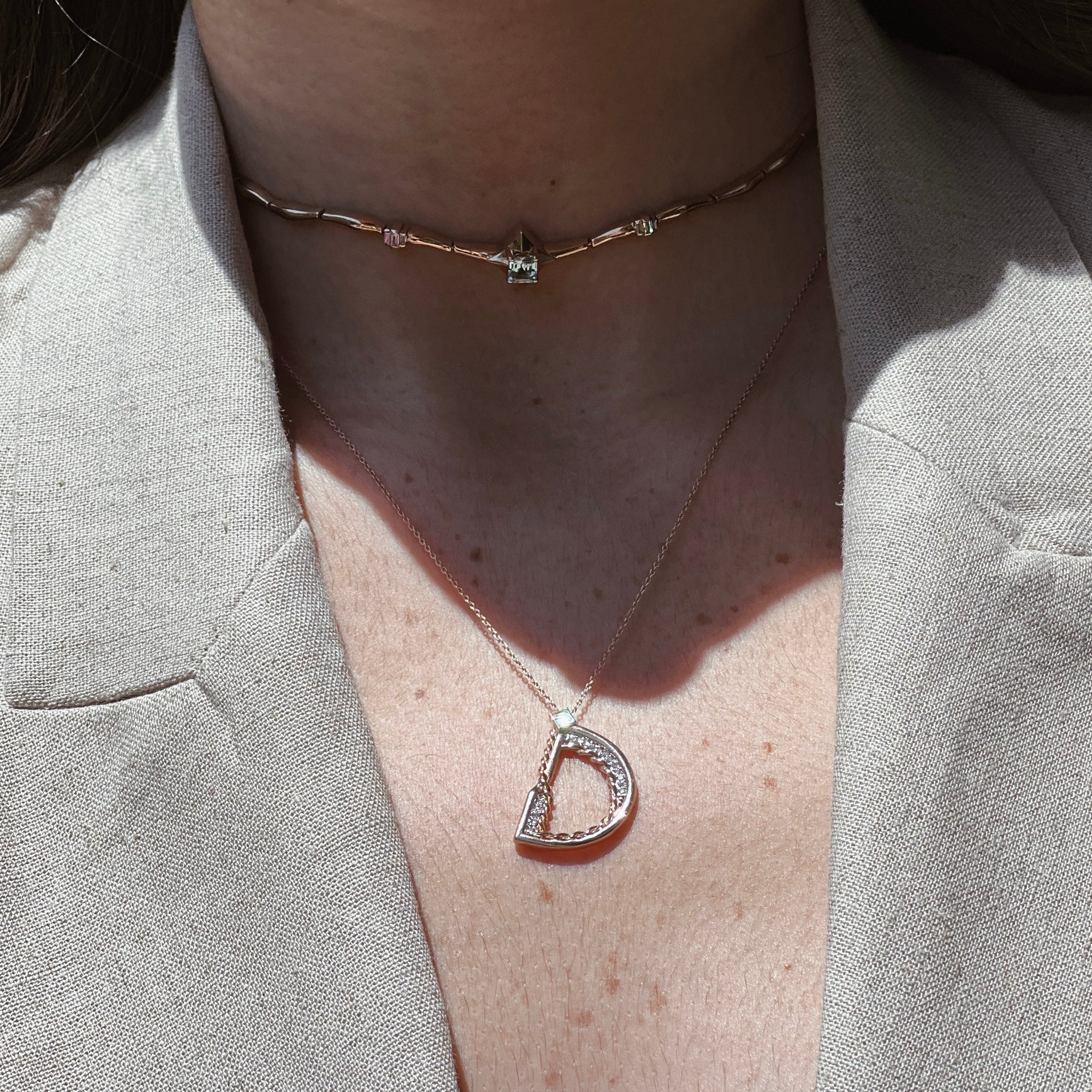 D Diamond Initial Rose Gold