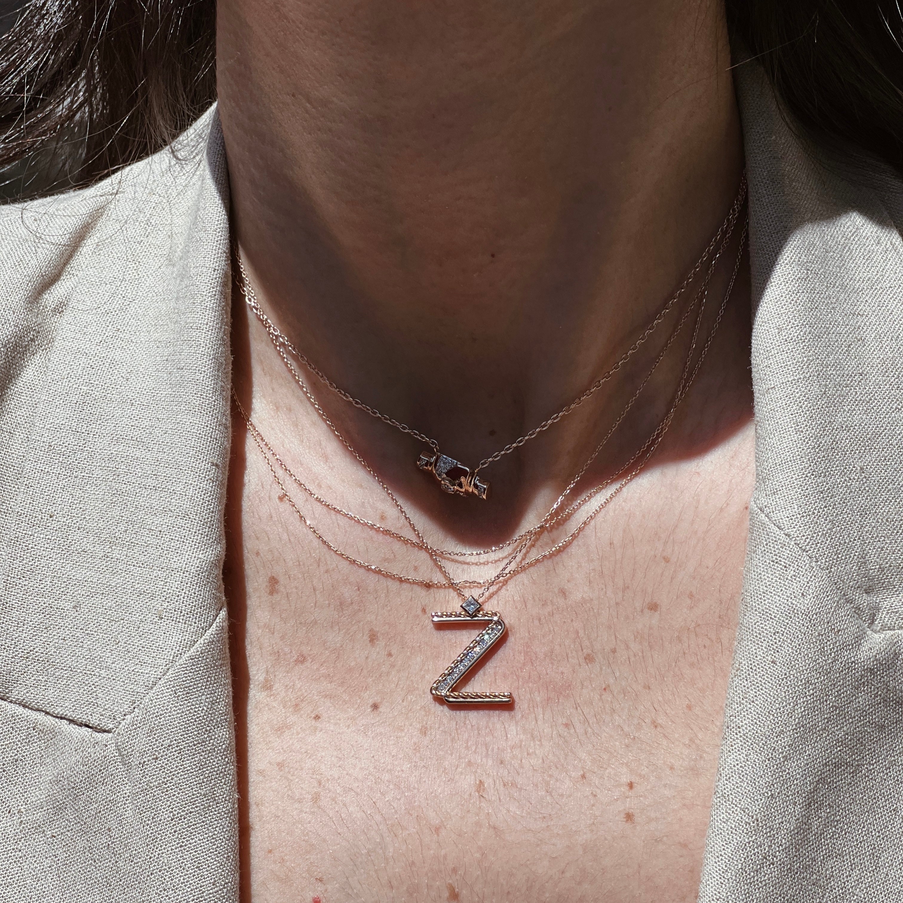 Z Diamond Initial Rose Gold