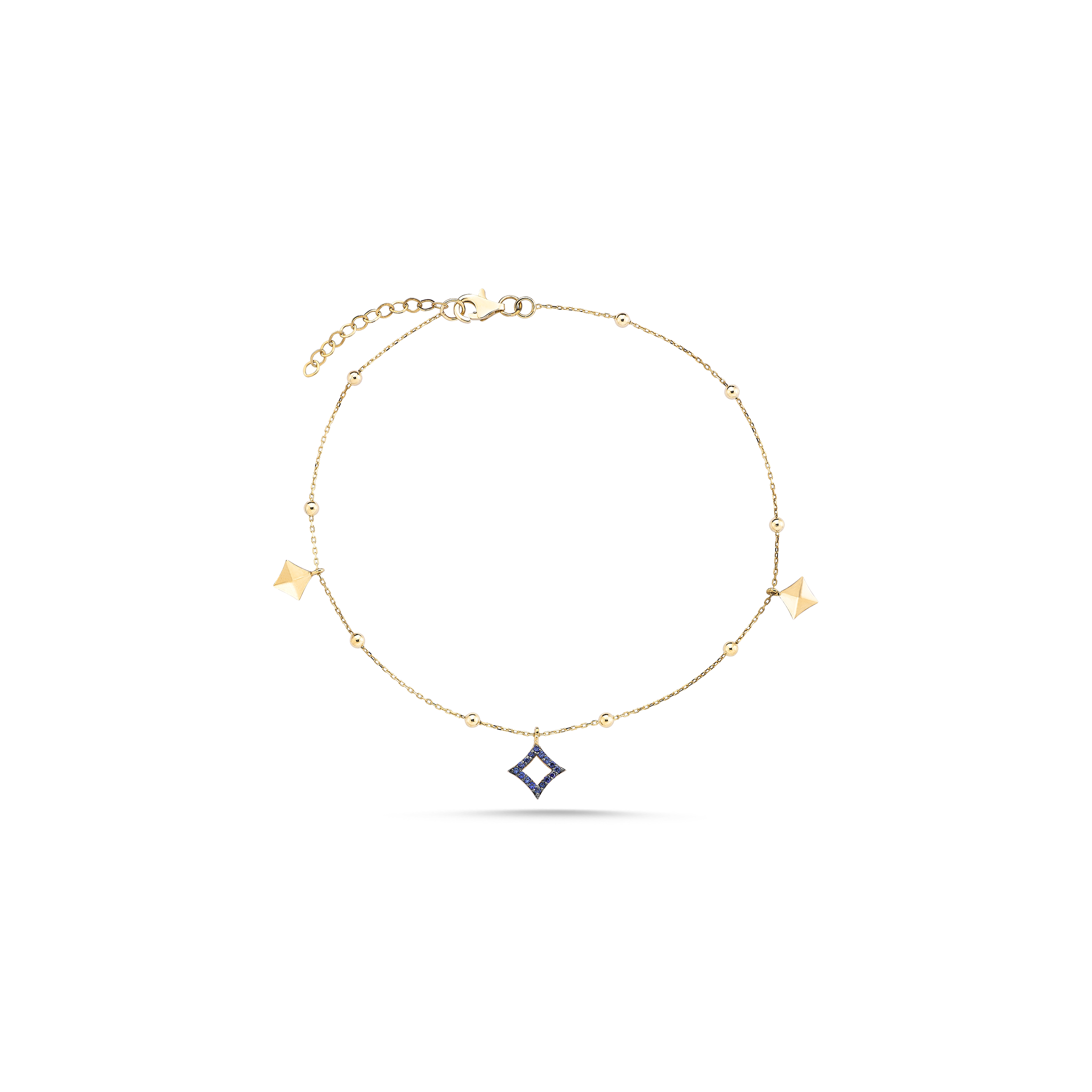 Multi Star Blue Anklet Yellow Gold