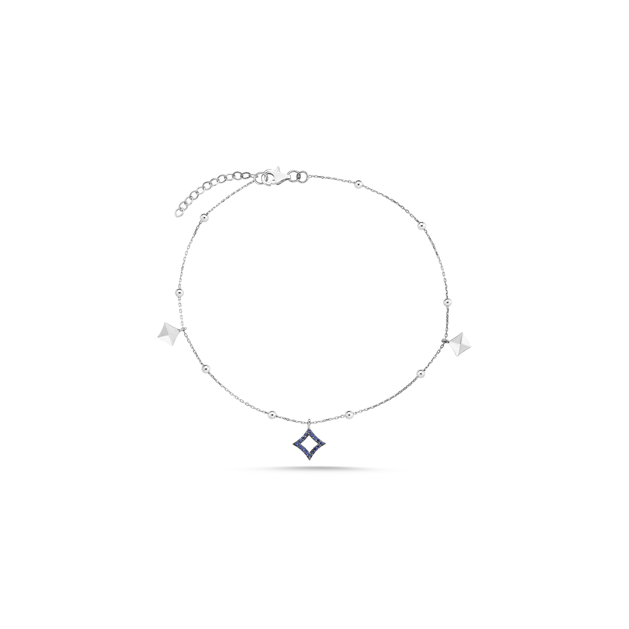 Multi Star Blue Anklet White Gold