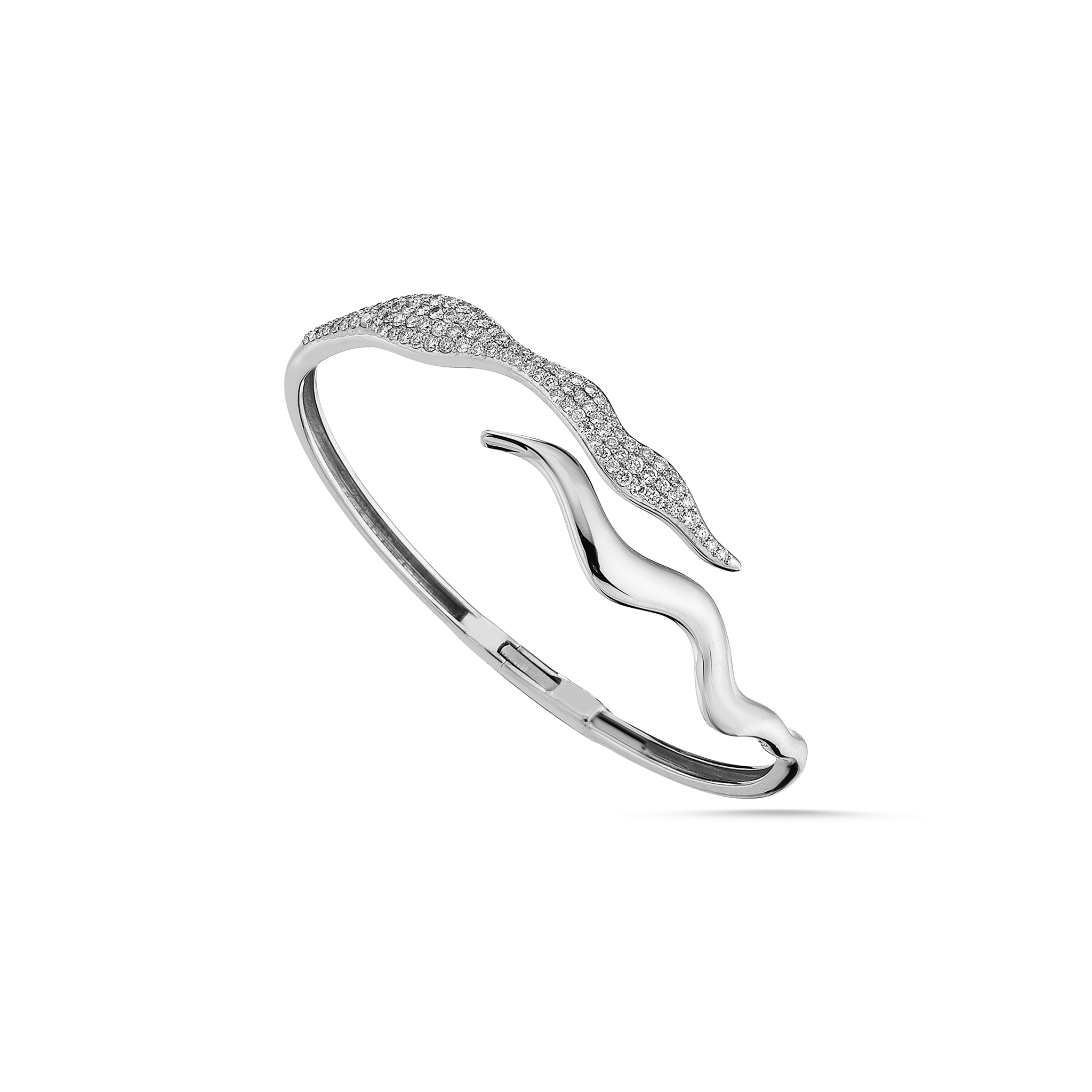 Curved Flame Bracelet White Gold