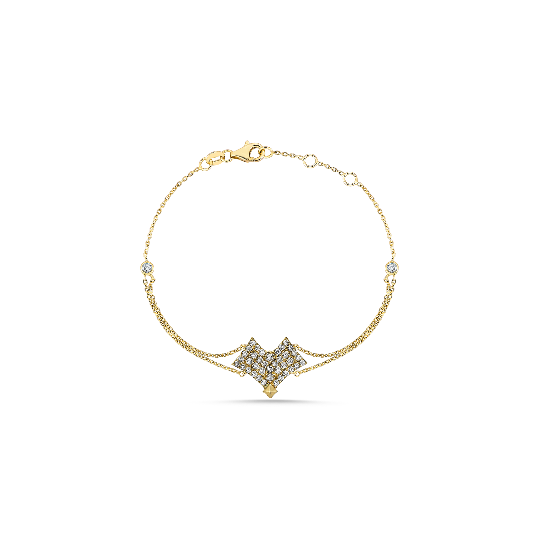 Heart Pave Bracelet Yellow Gold