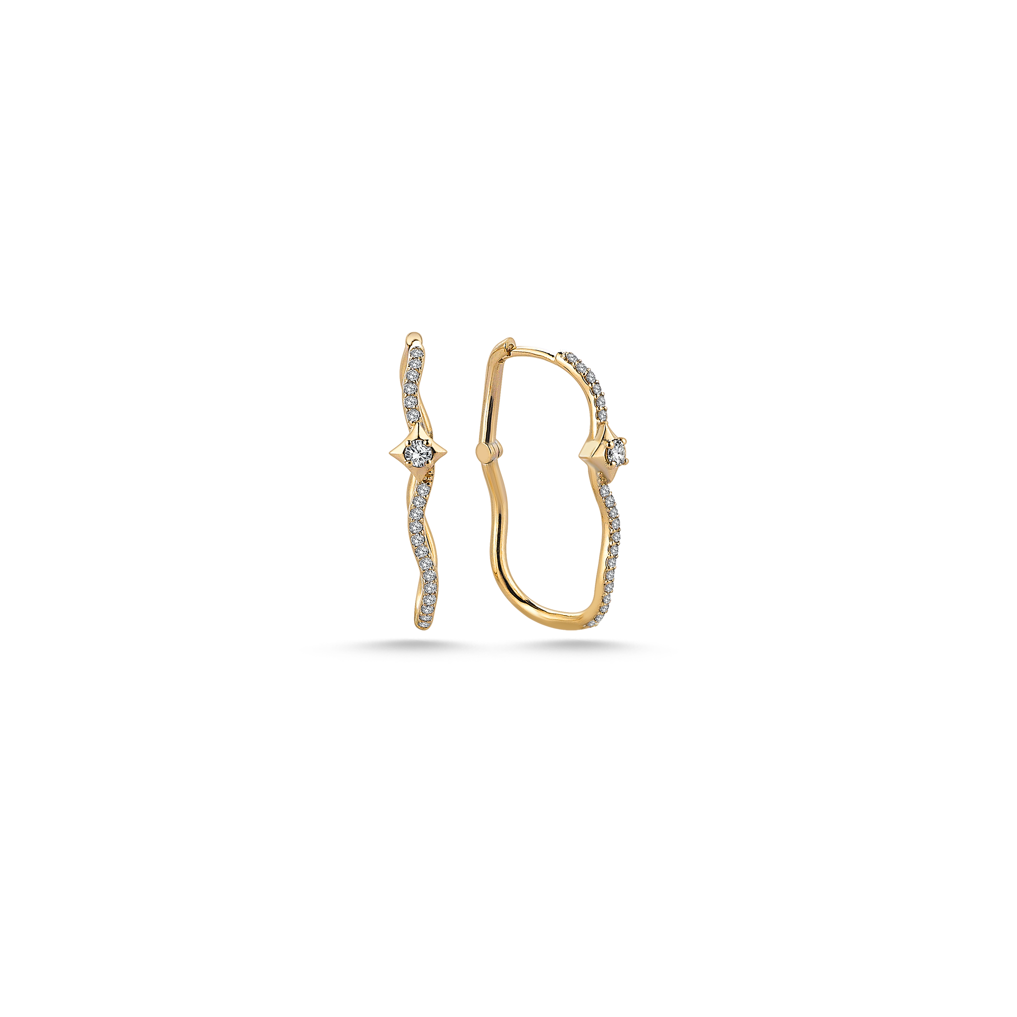 Curved Diamond Earring Yellow Gold