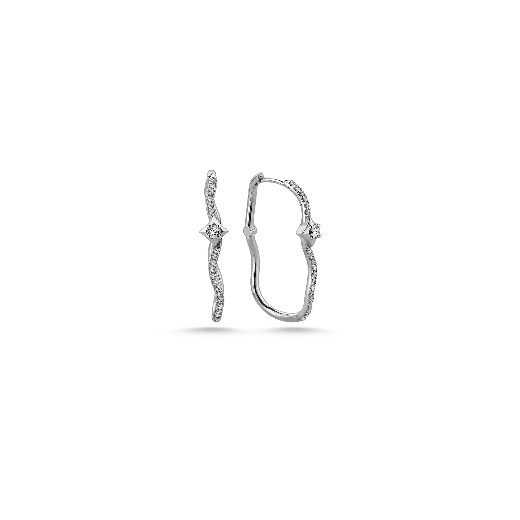 Curved Diamond Earring White Gold