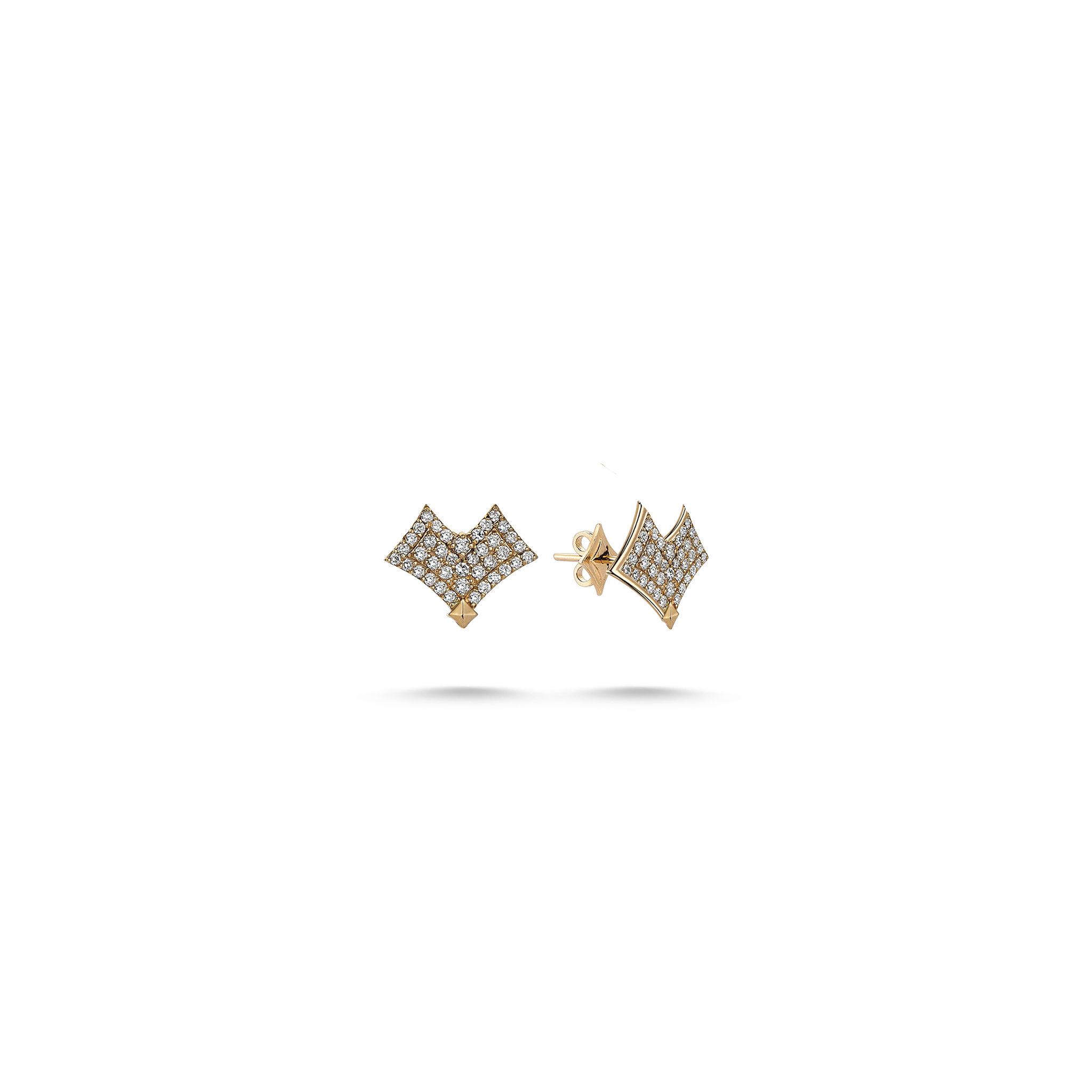 Heart Pave Earring Yellow Gold