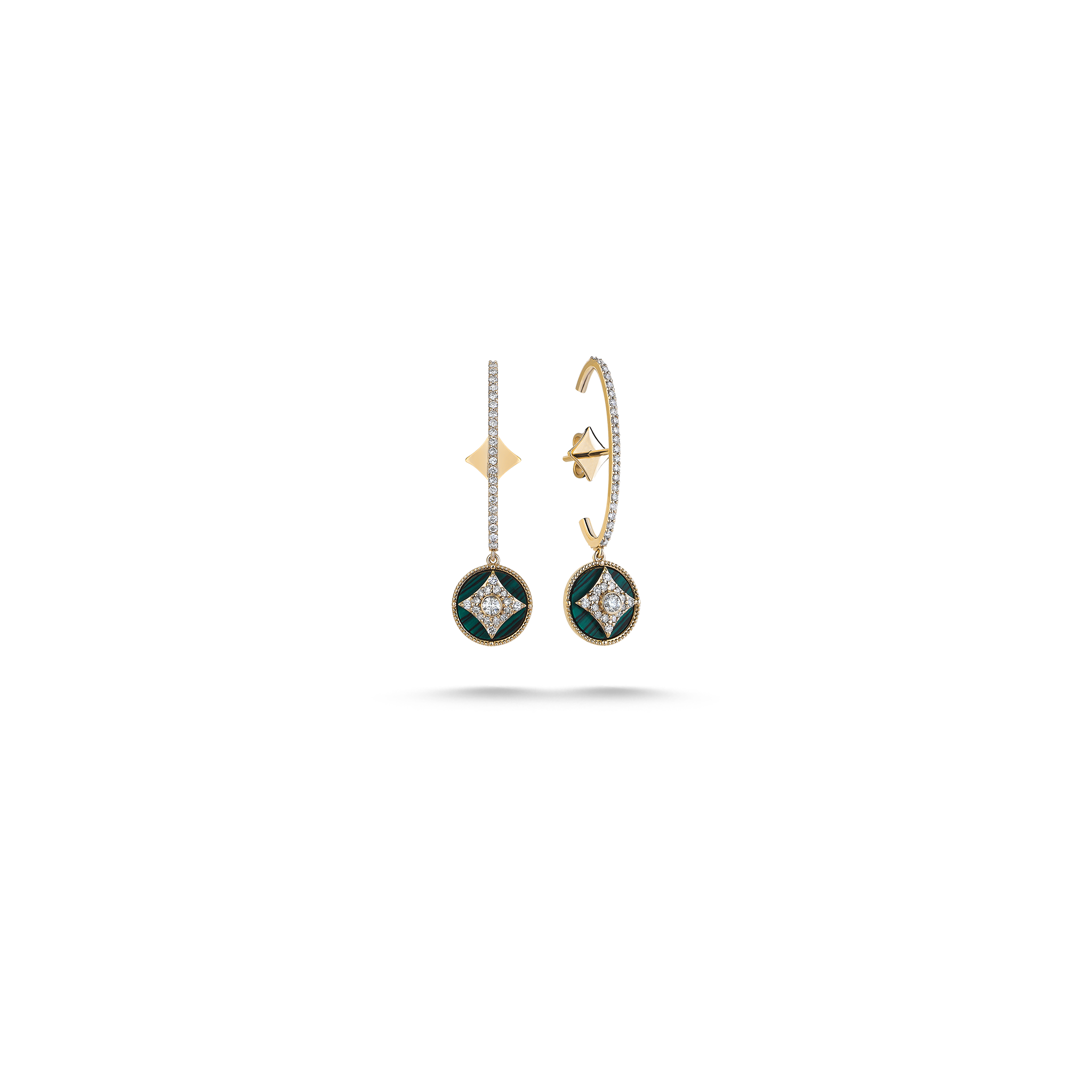 Harmony Malachite Earring Yellow Gold