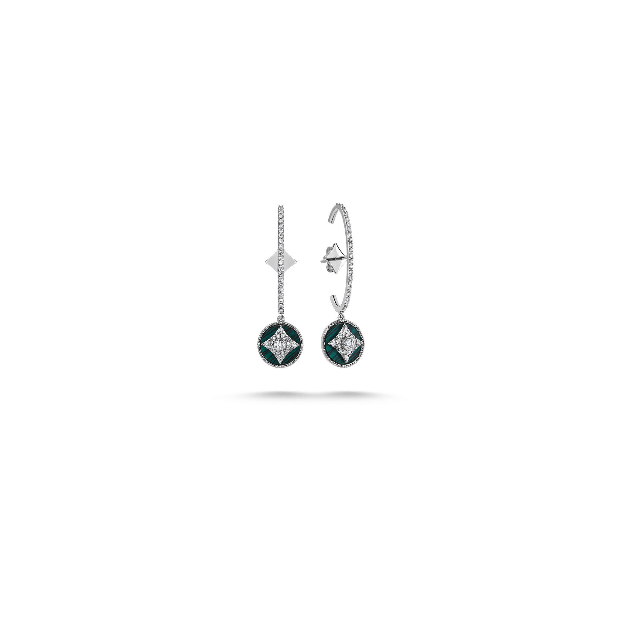 Harmony Malachite Earring White Gold