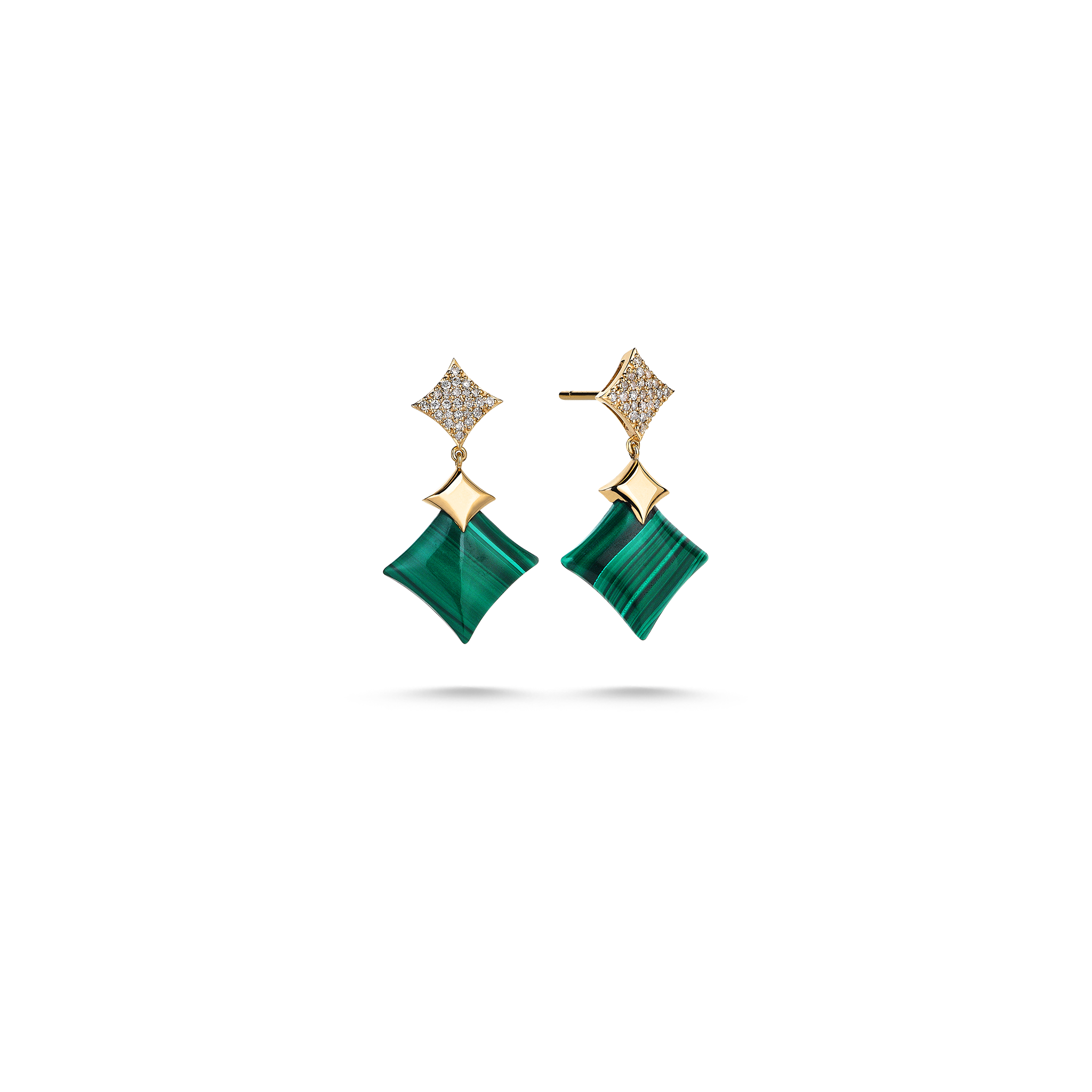 Velovis Star Malachite Earring Yellow Gold