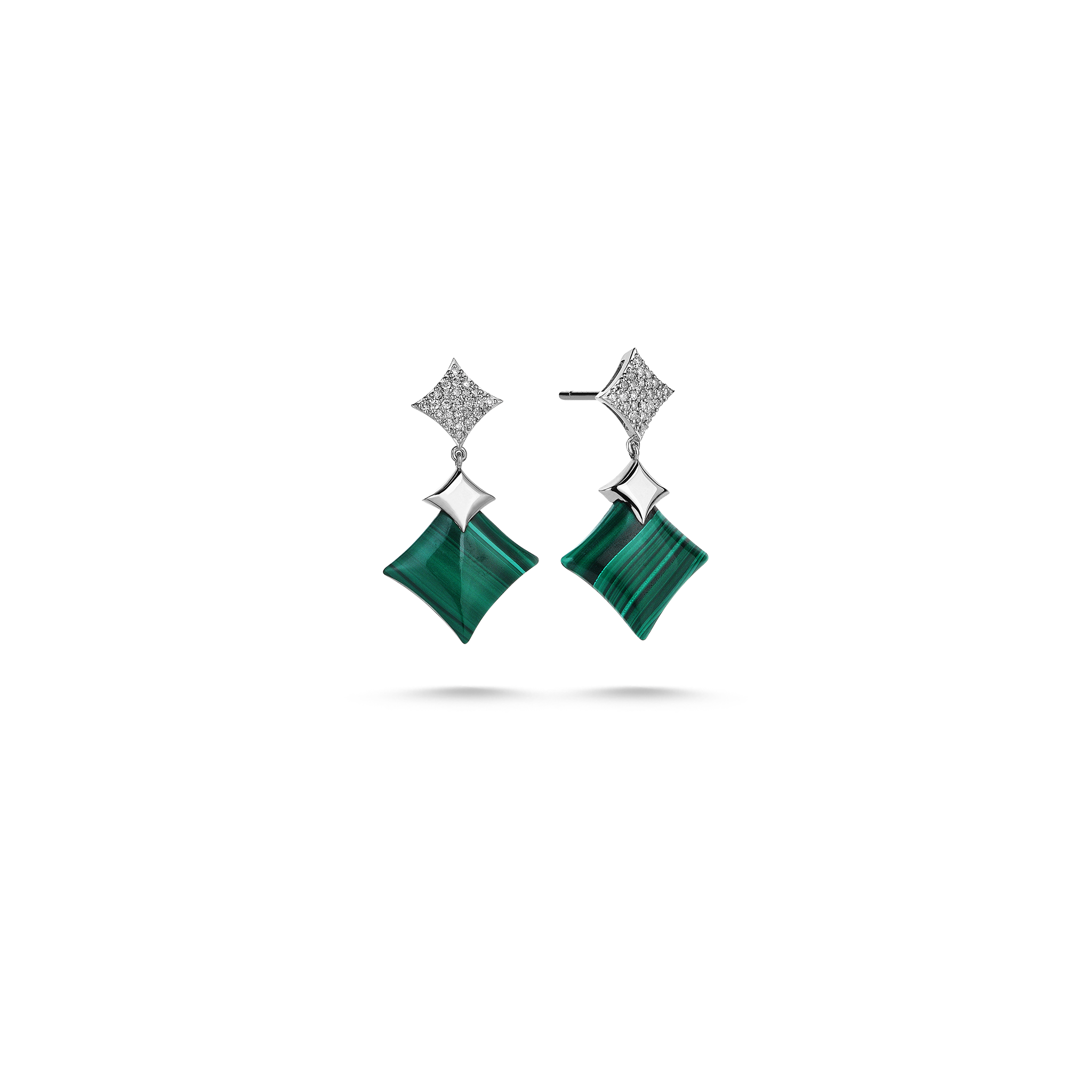 Velovis Star Malachite Earring White Gold