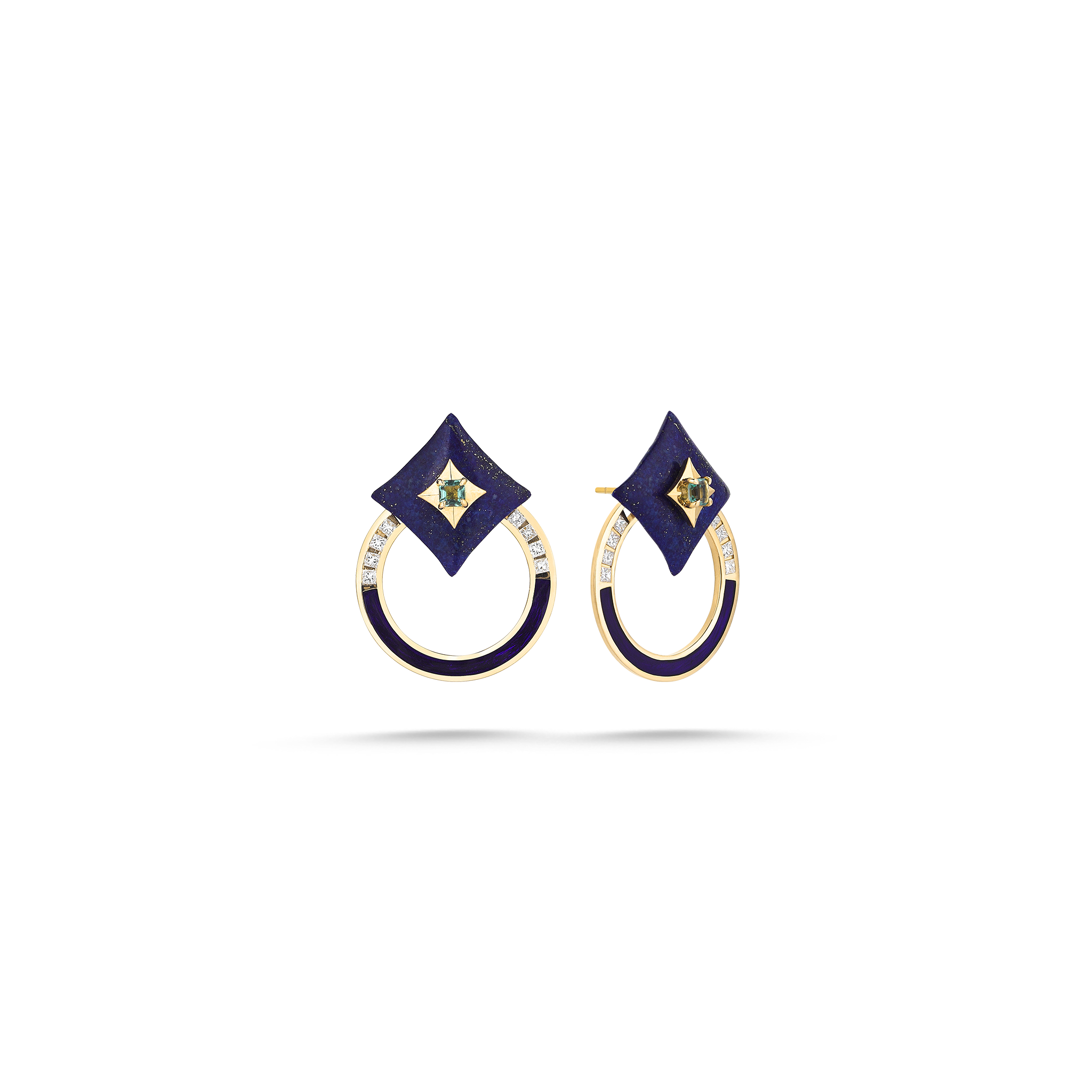 Plain Lapis Earring Yellow Gold