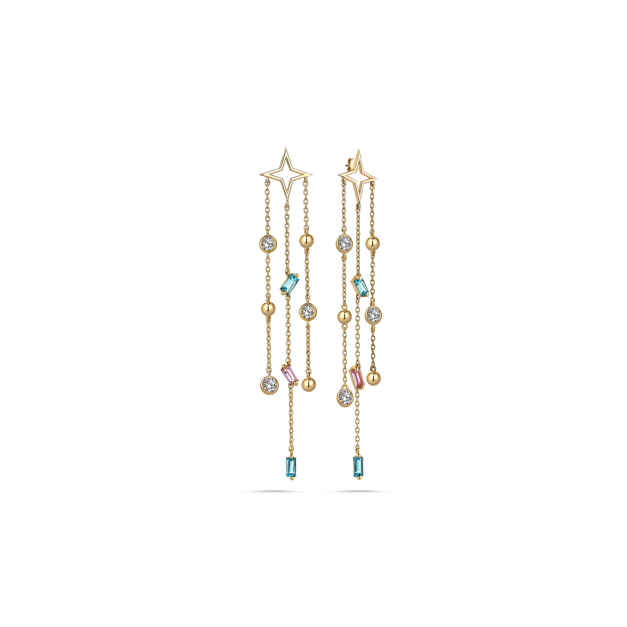 Samira Multi-Color Earring (Blue) Yellow Gold