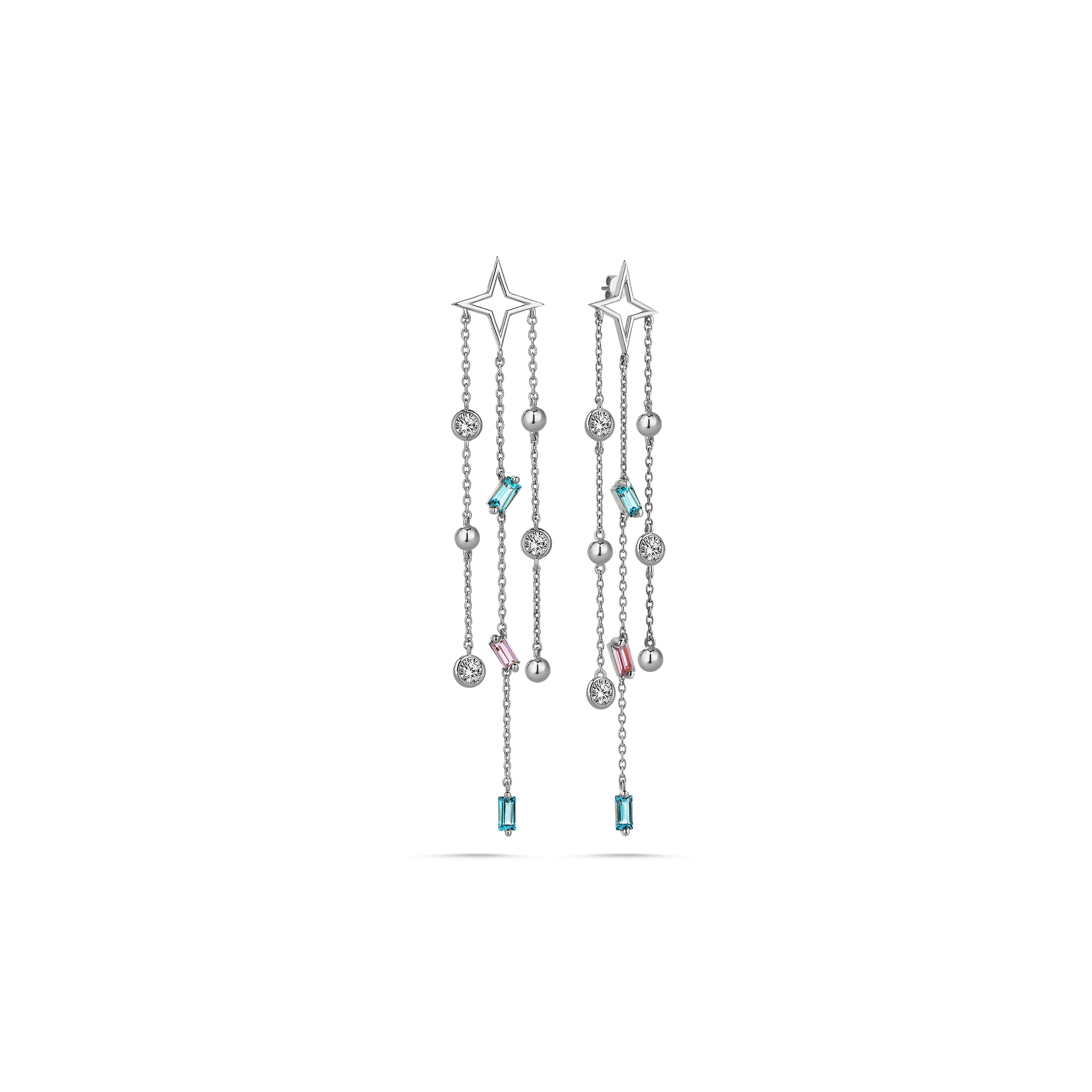 Samira Multi-Color Earring (Blue) White Gold