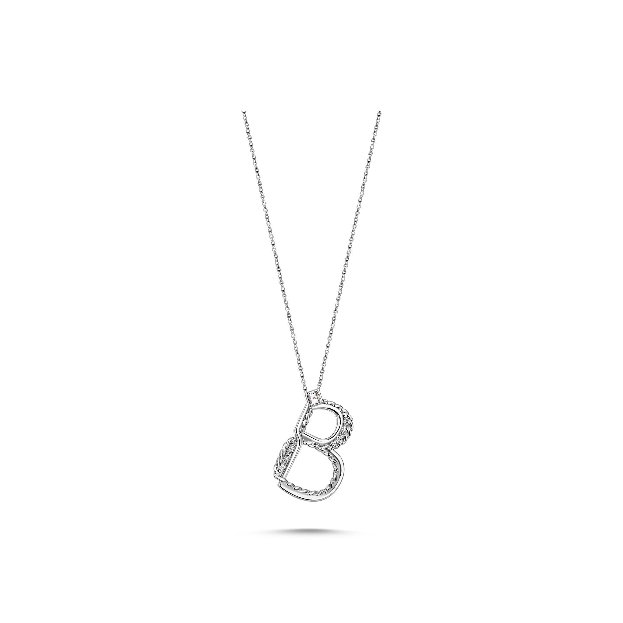 B Diamond Initial White Gold