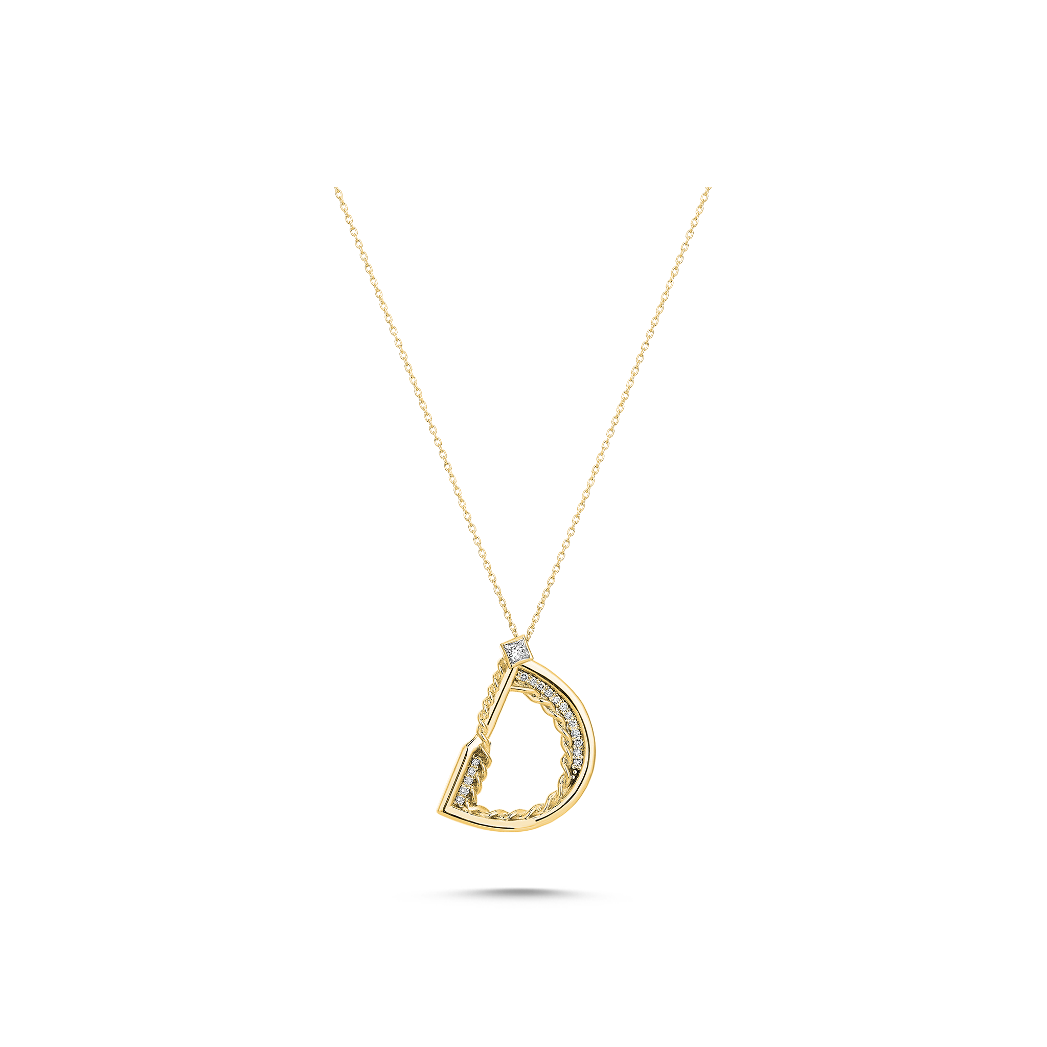 D Diamond Initial Yellow Gold