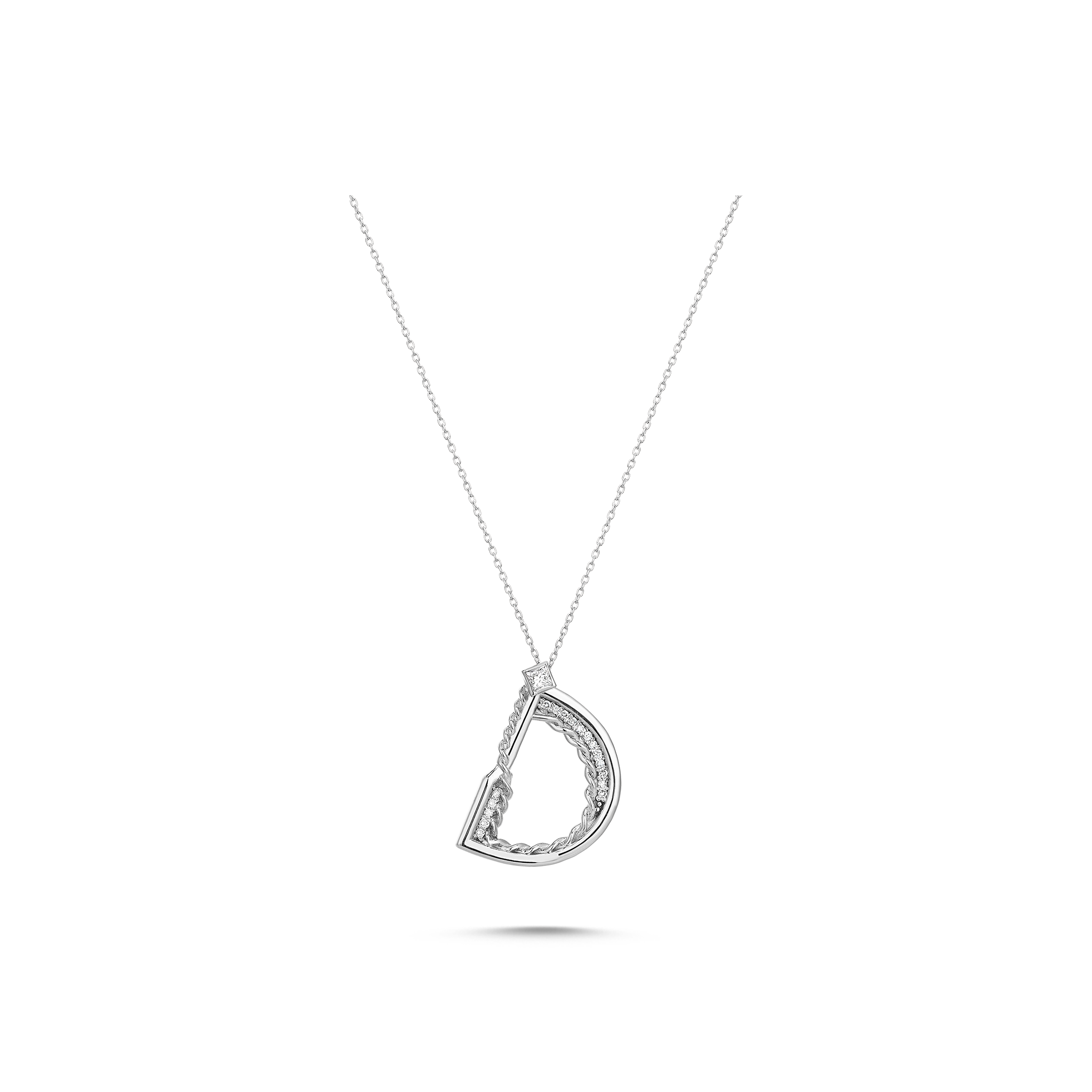 D Diamond Initial White Gold