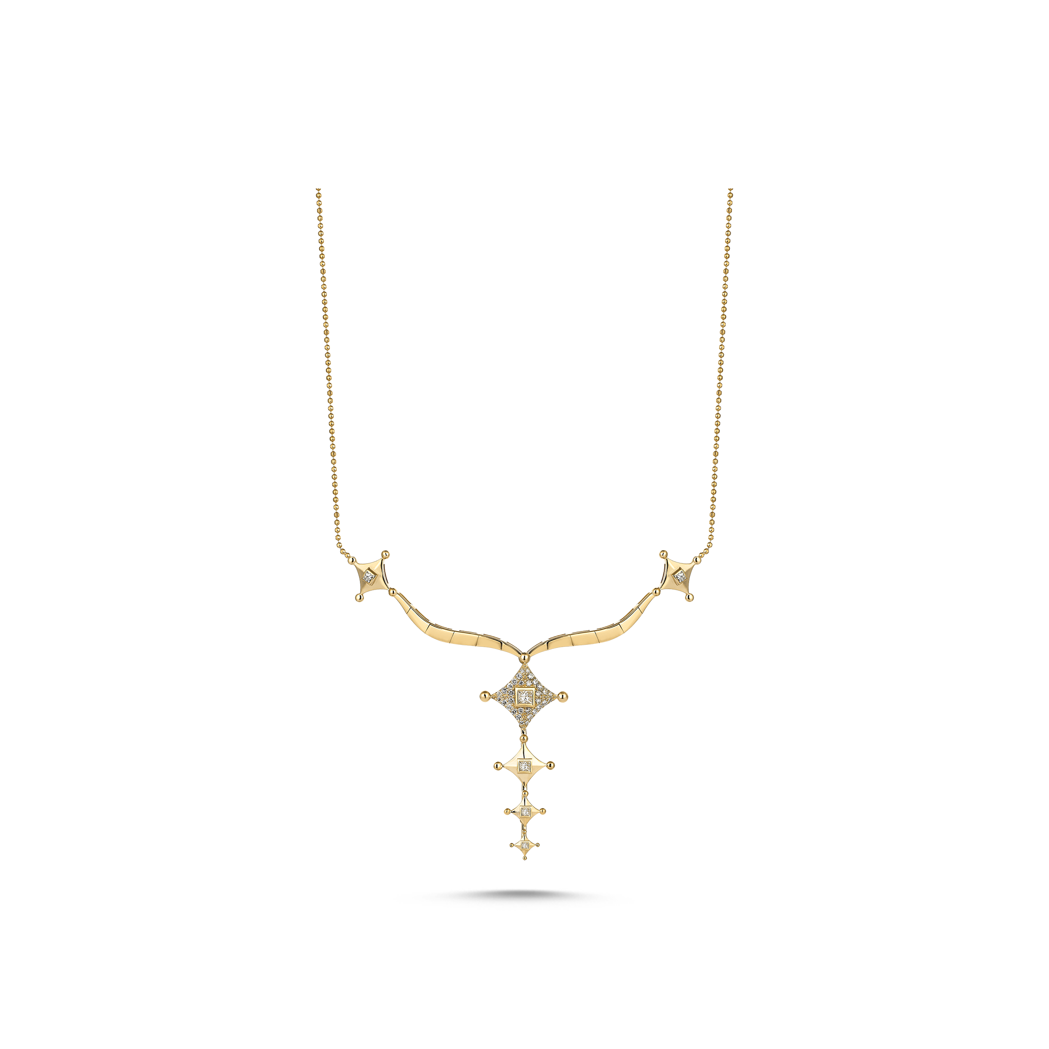 Vertical Star Necklace Yellow Gold