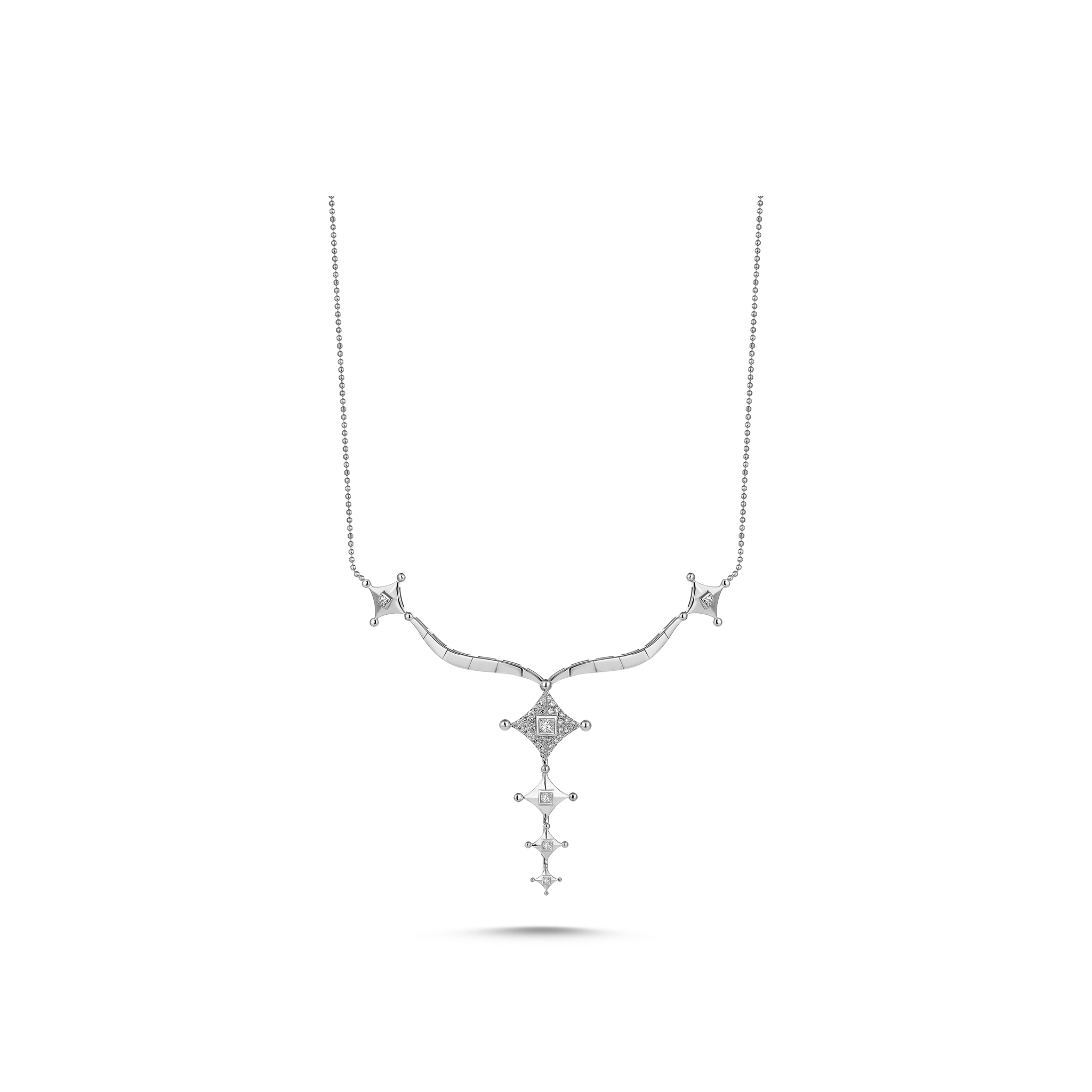 Vertical Star Necklace White Gold