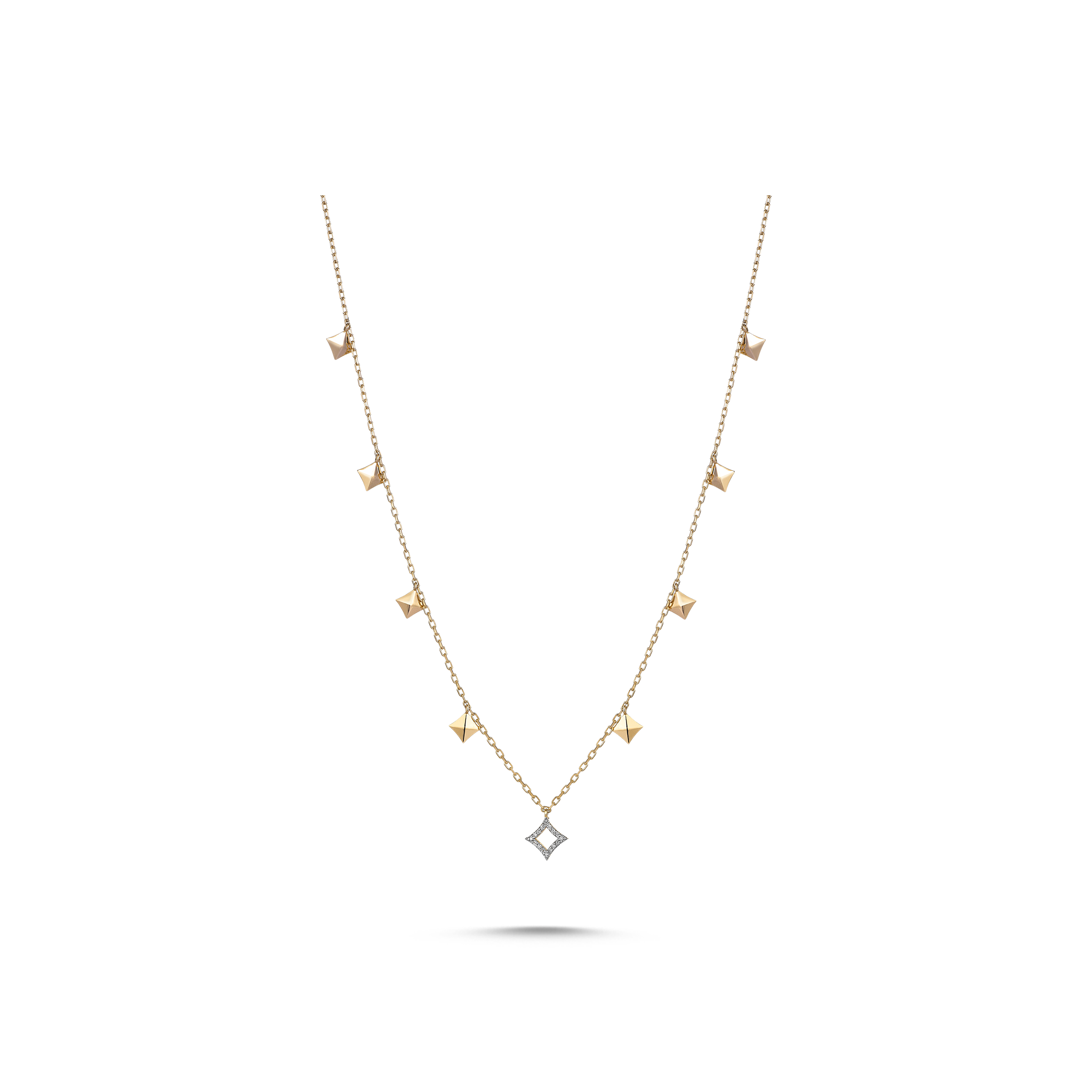 Multi Star Necklace Yellow Gold