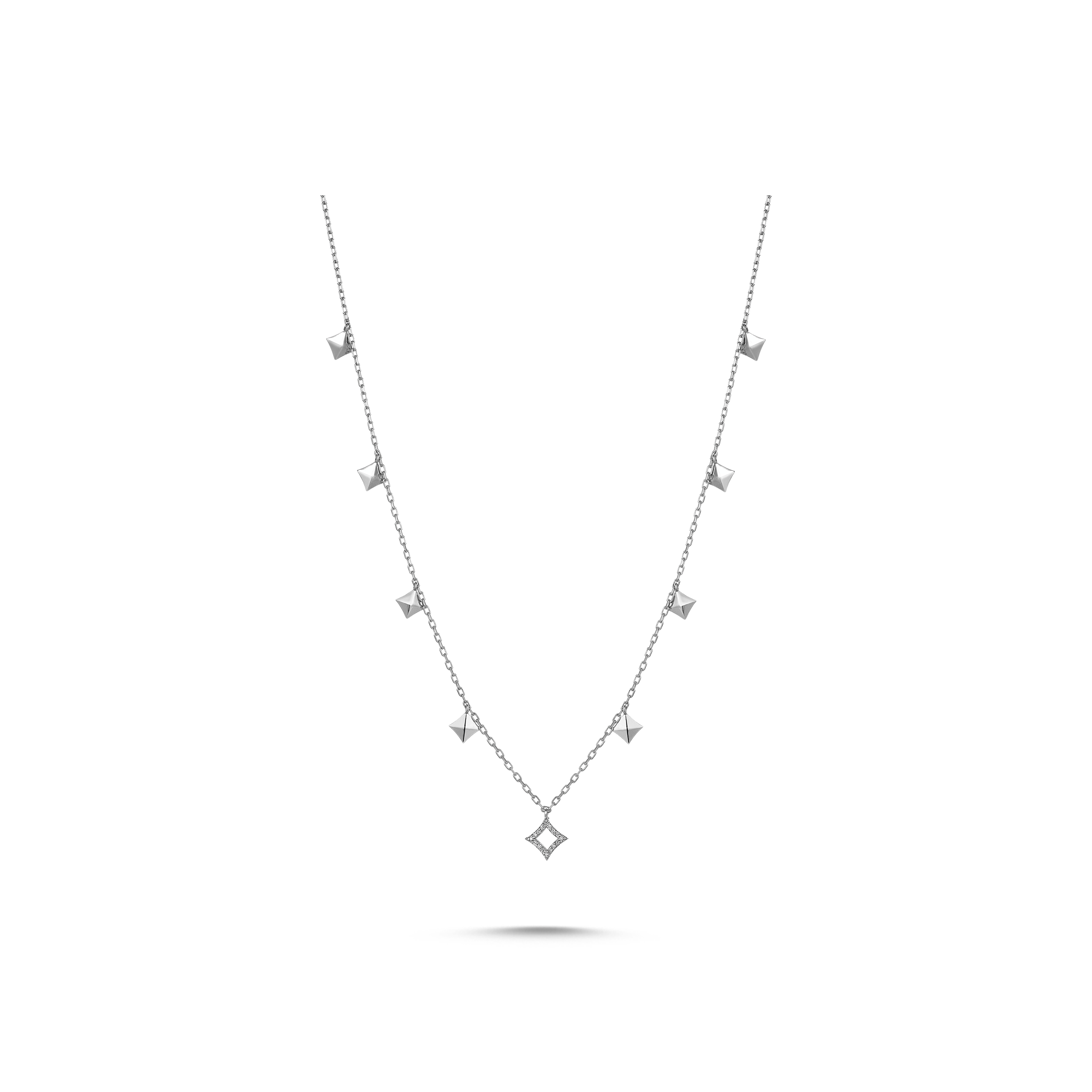 Multi Star Necklace White Gold