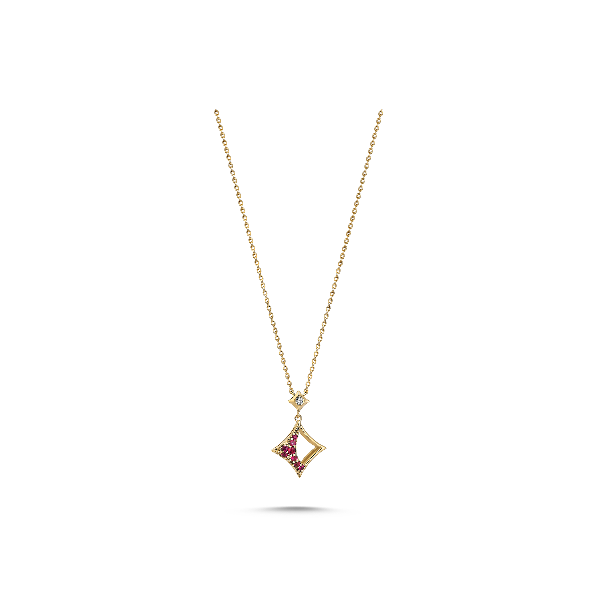 Loop Ruby Necklace Yellow Gold