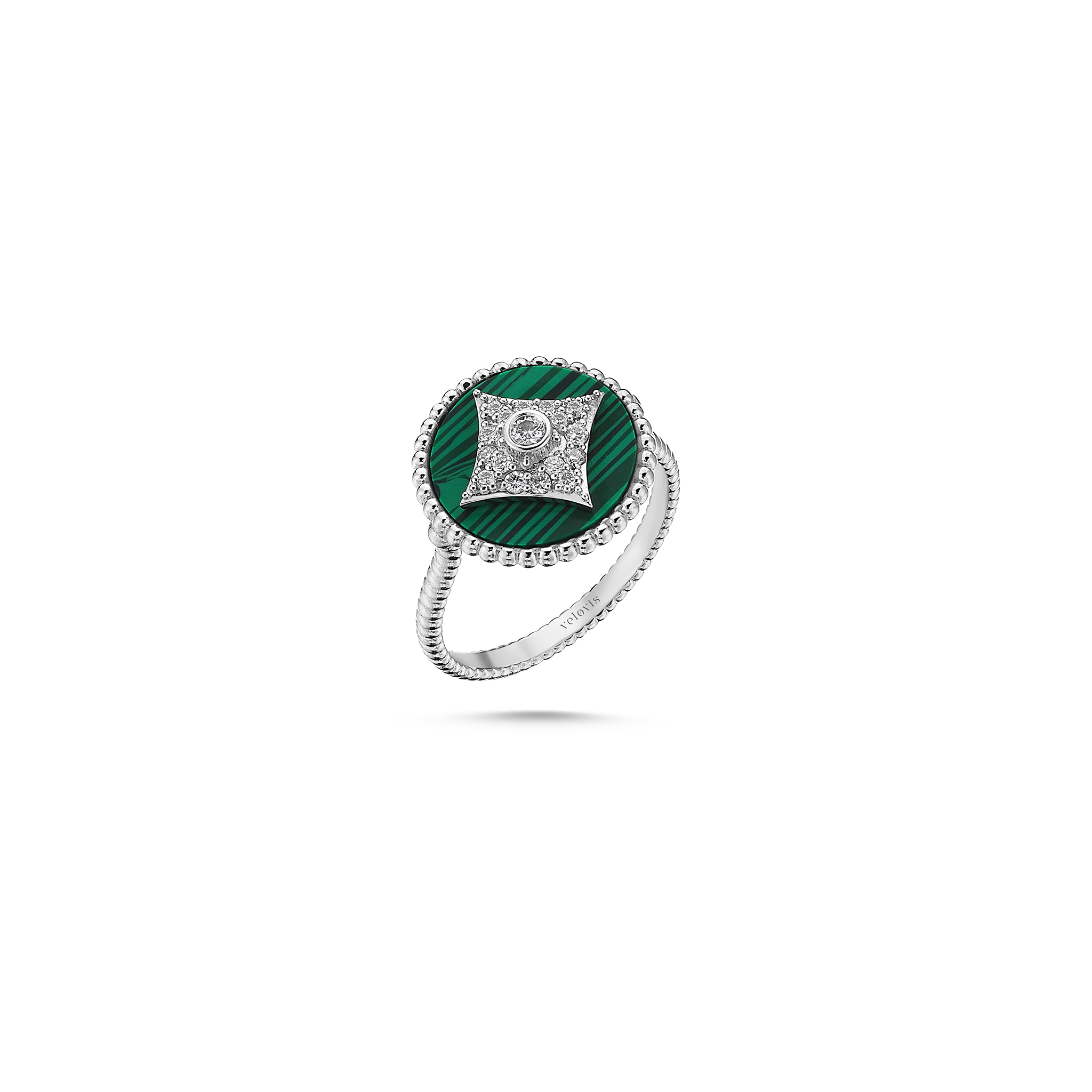 Harmony Malachite Ring White Gold