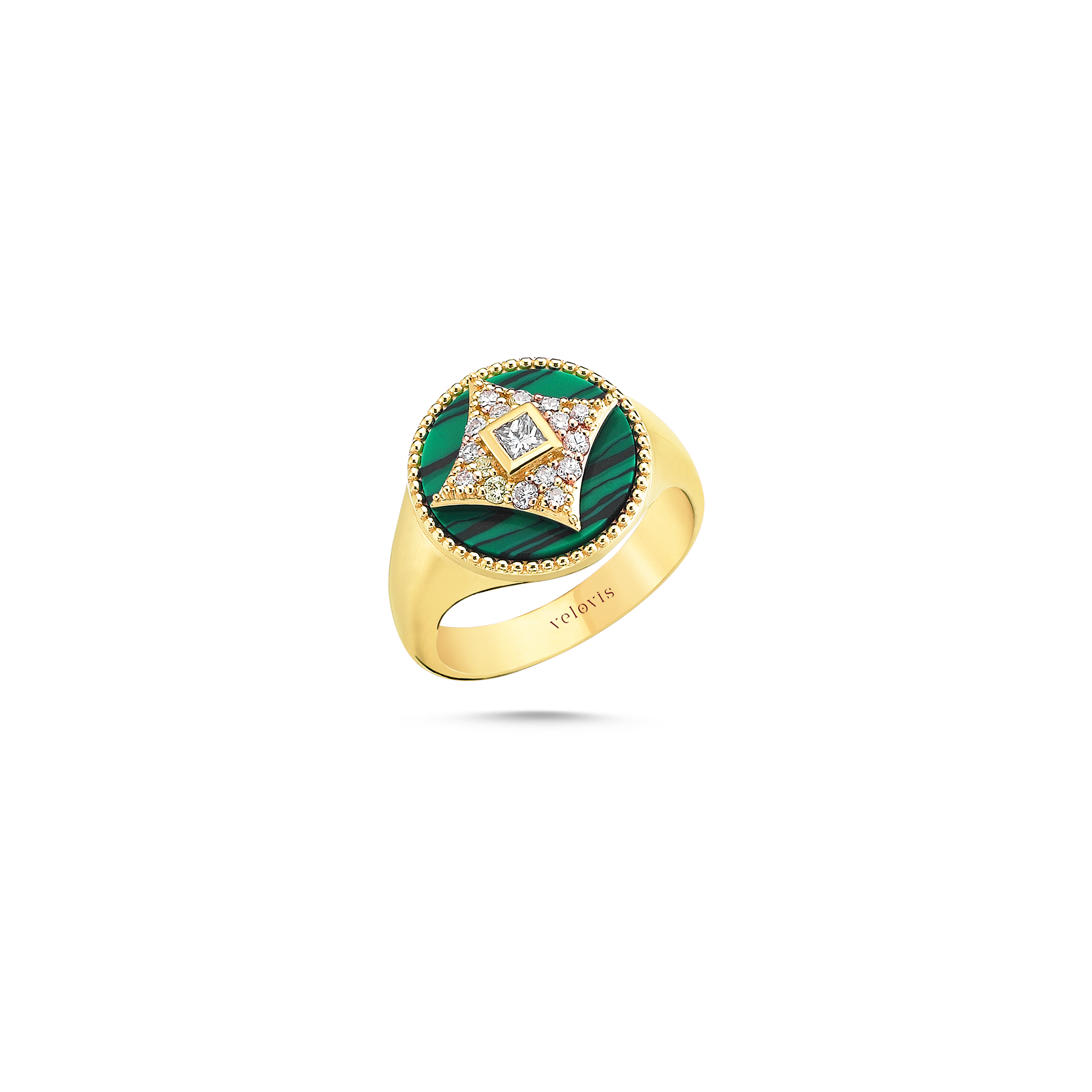 Harmony Malachite Pinky Ring Yellow Gold