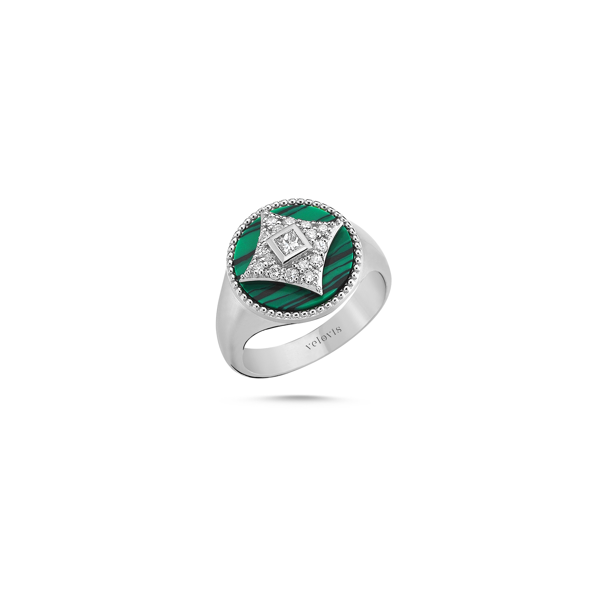 Harmony Malachite Pinky Ring White Gold