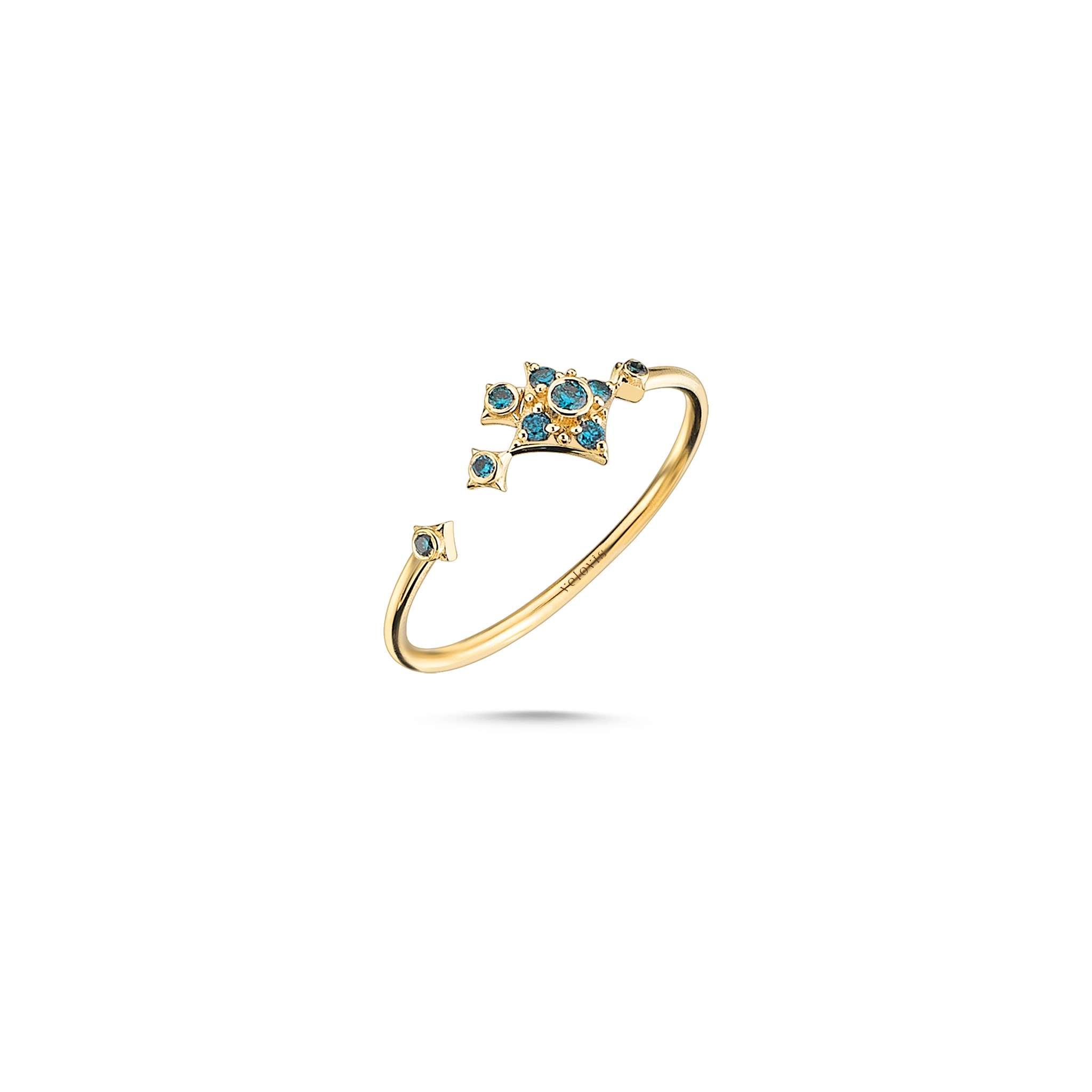 Mini Blue Star Ring Yellow Gold