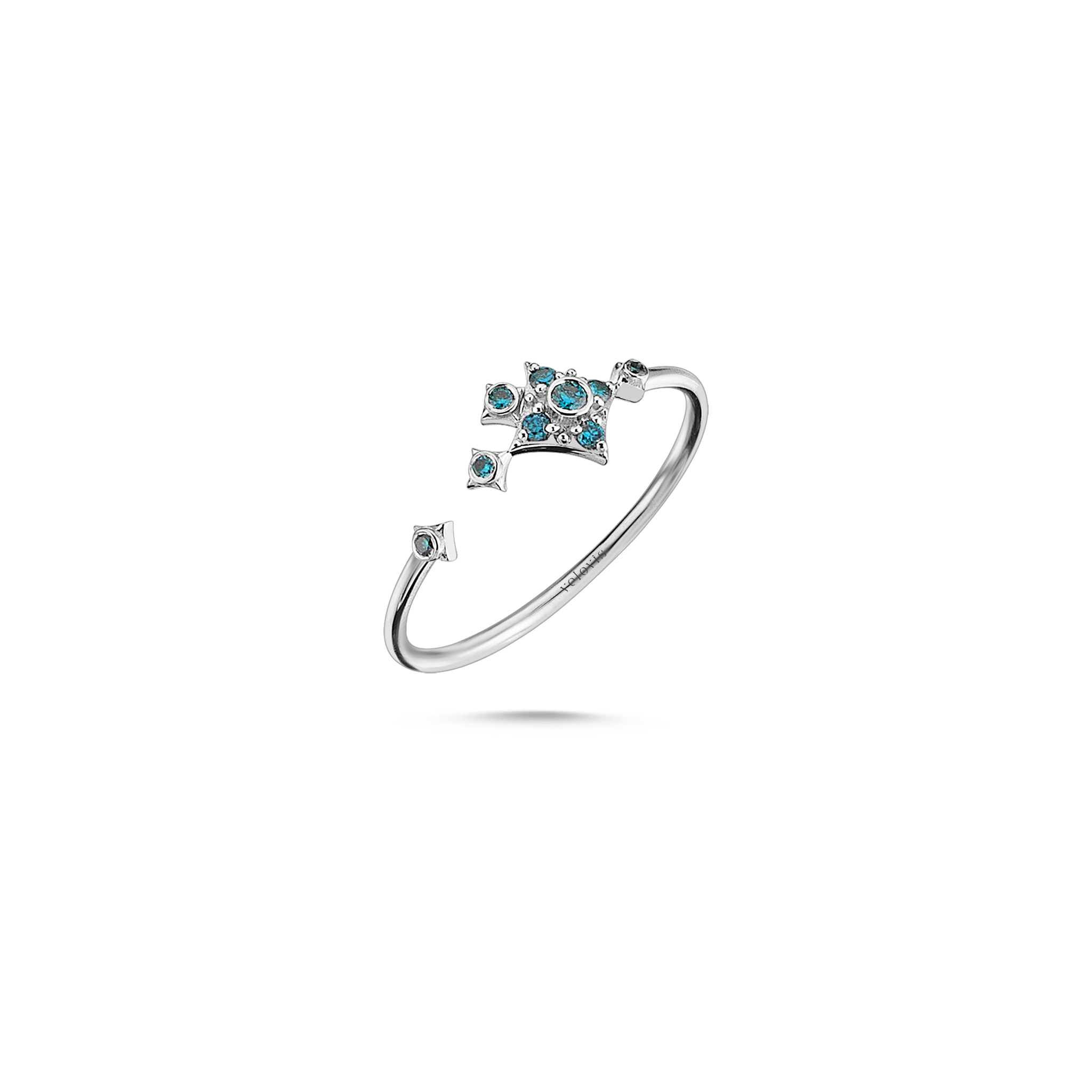 Mini Blue Star Ring White Gold