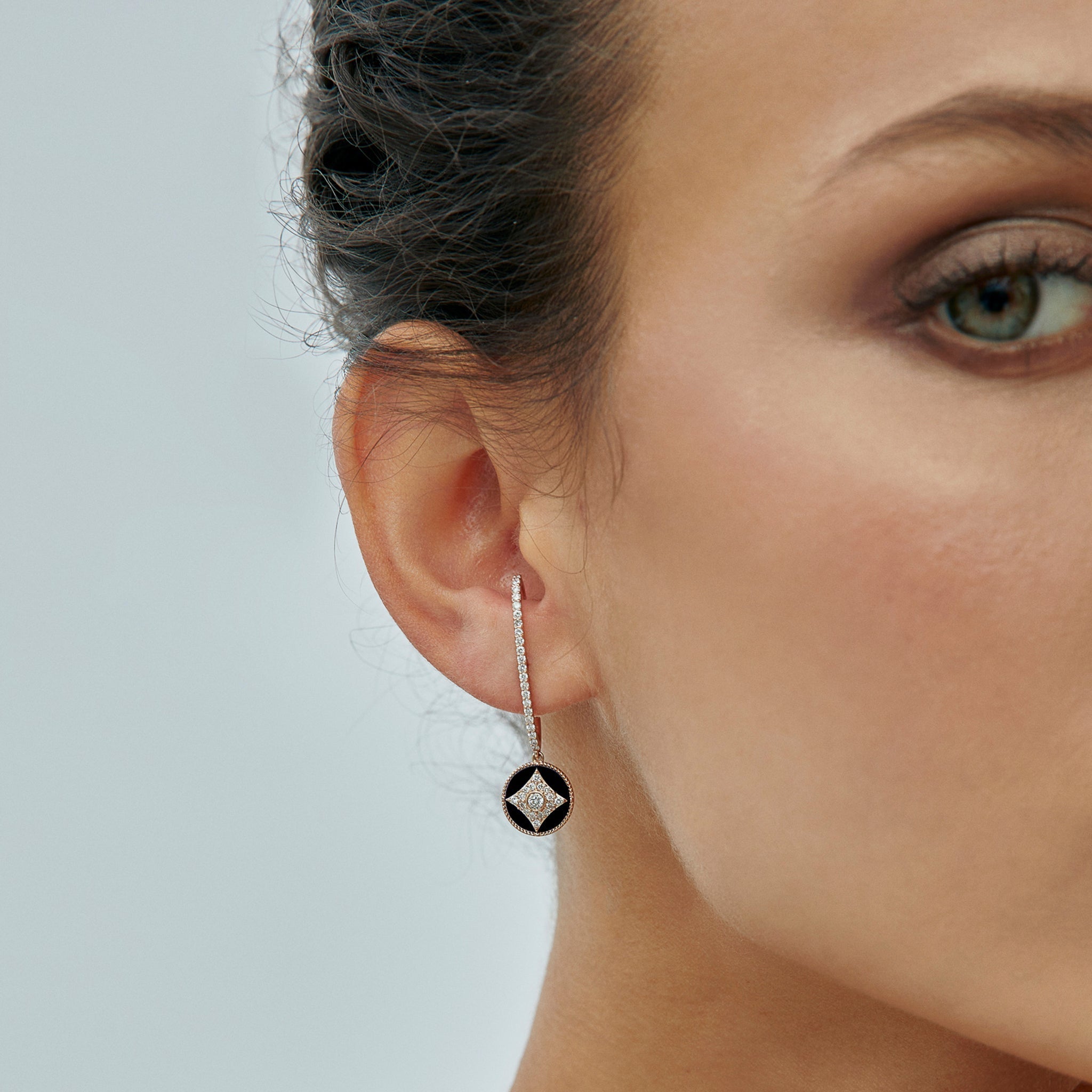 Harmony Onyx Diamond Star Earring - Velovis & Co.