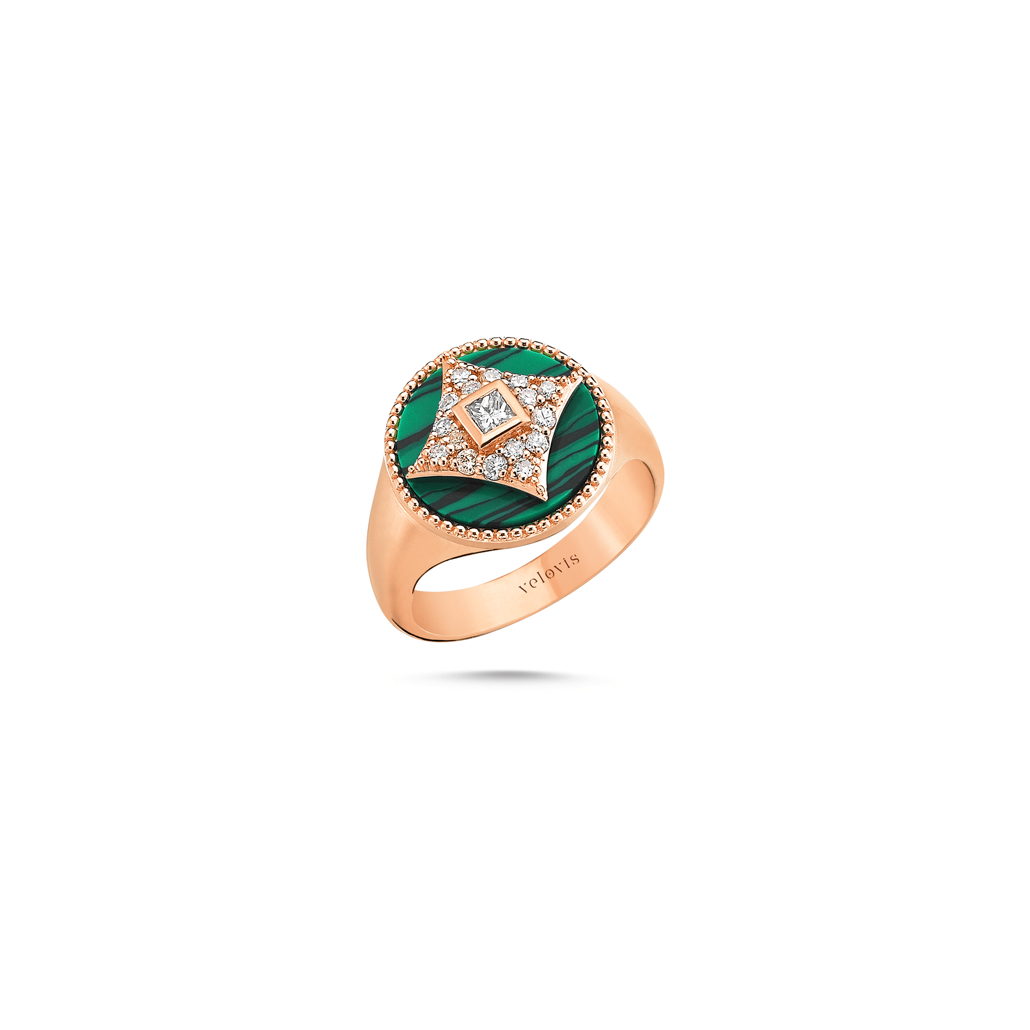 Harmony Malachite Pinky Ring Rosegold - Velovis & Co.