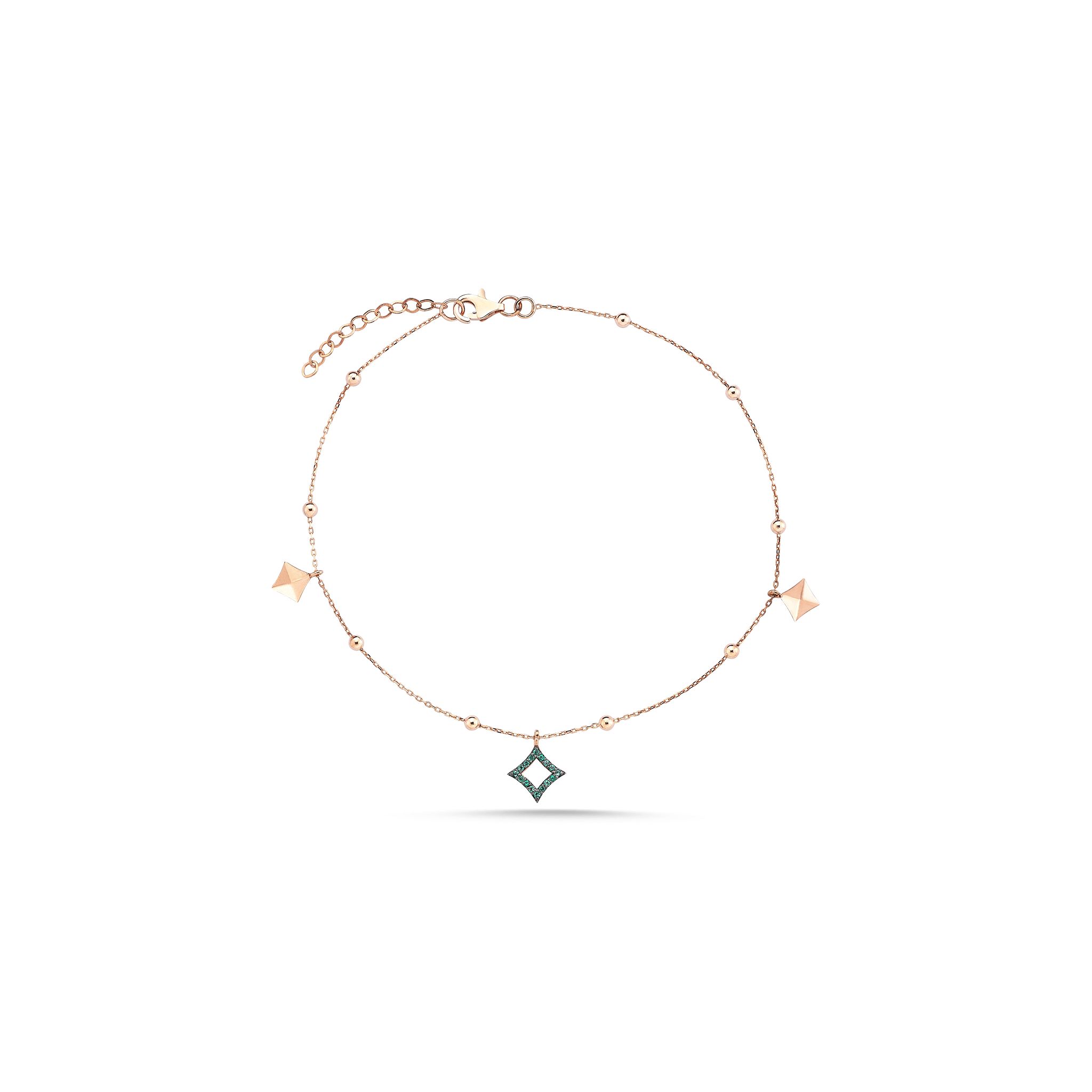 Multi Star Green Anklet Rosegold - Velovis & Co.